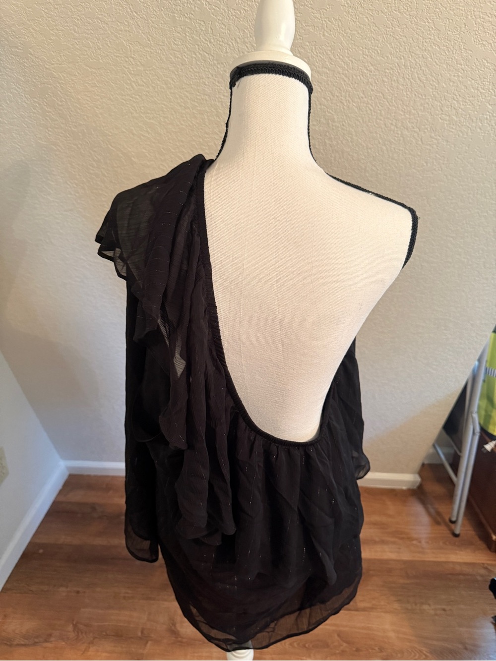 torrid Black One-Shoulder Ruffle Top with Metallic Thread - Picture 2 of 3
